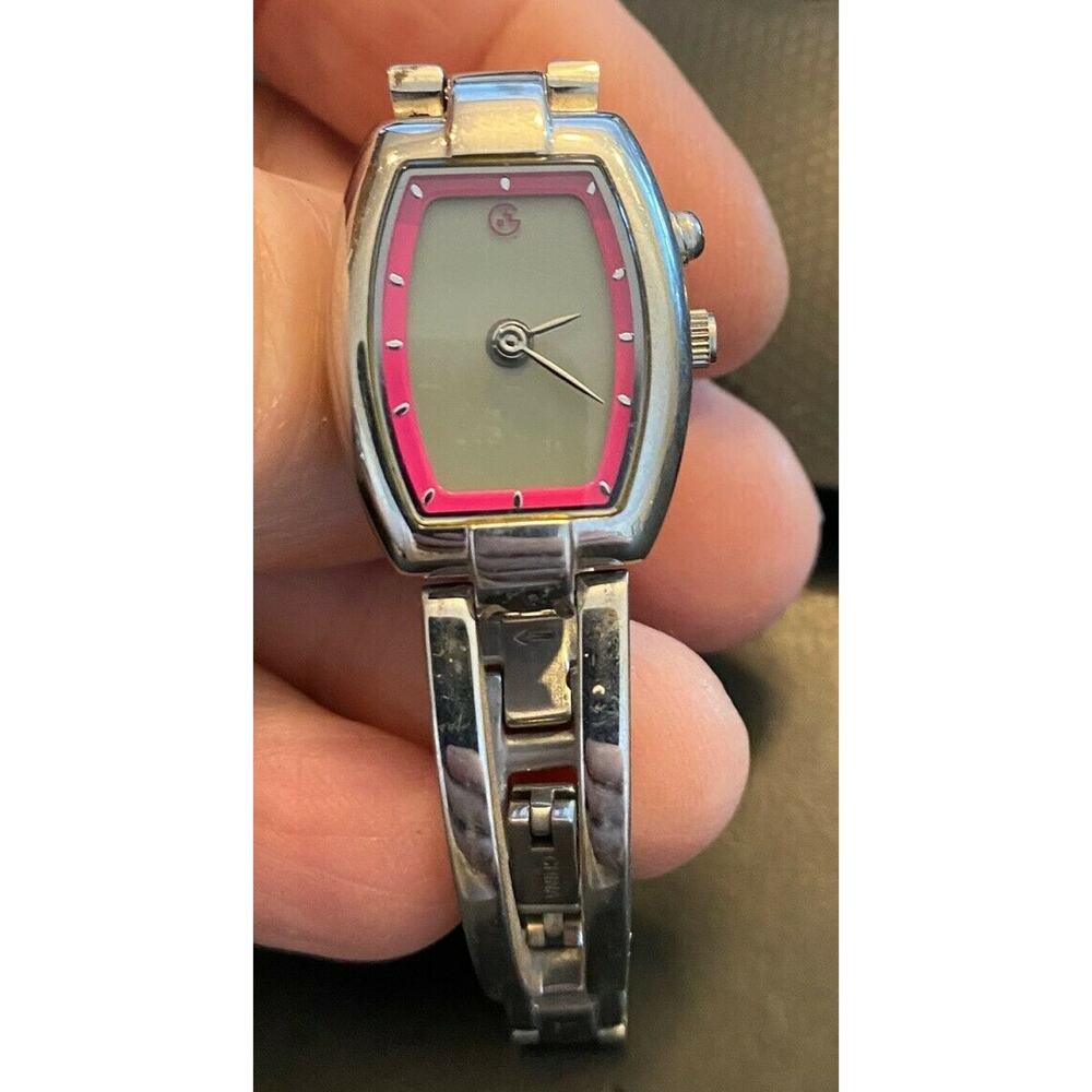 Women's George Urge Watch, Silver Tone Bracelet Band, Pink Accented